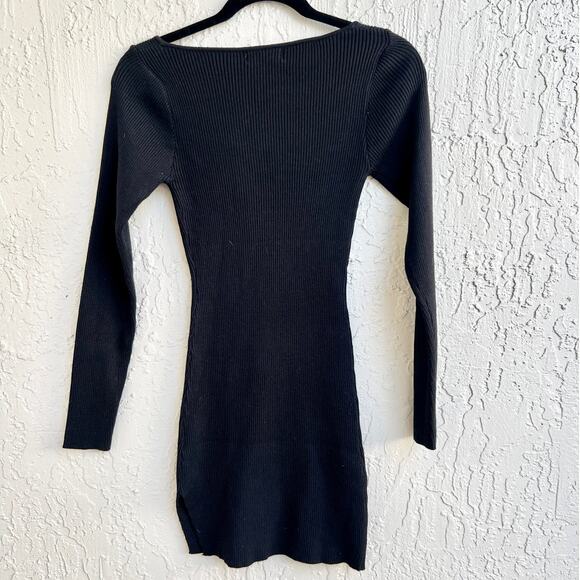 NWT Rumours Has It You Look Divine Ribbed Knit Mini Dress Black Women's Small - Picture 2 of 5